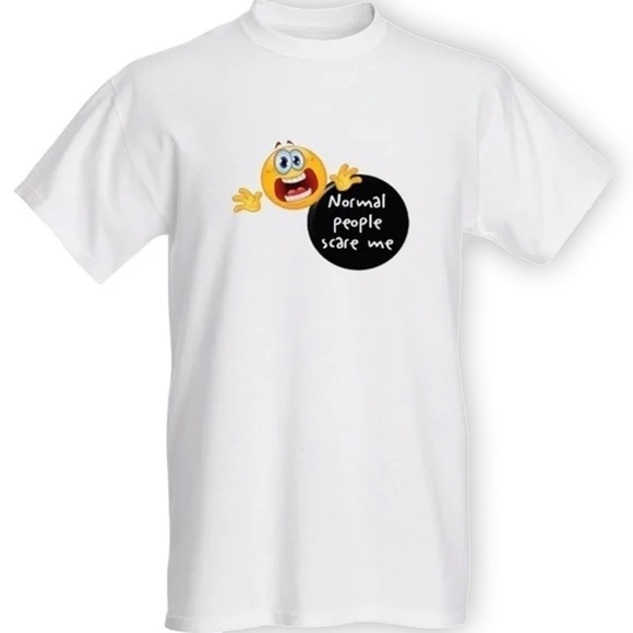 Fruit of the Loom Custom Graphic Novelty Tee T-shirt Normal People Scare Me NIP - Picture 2 of 10